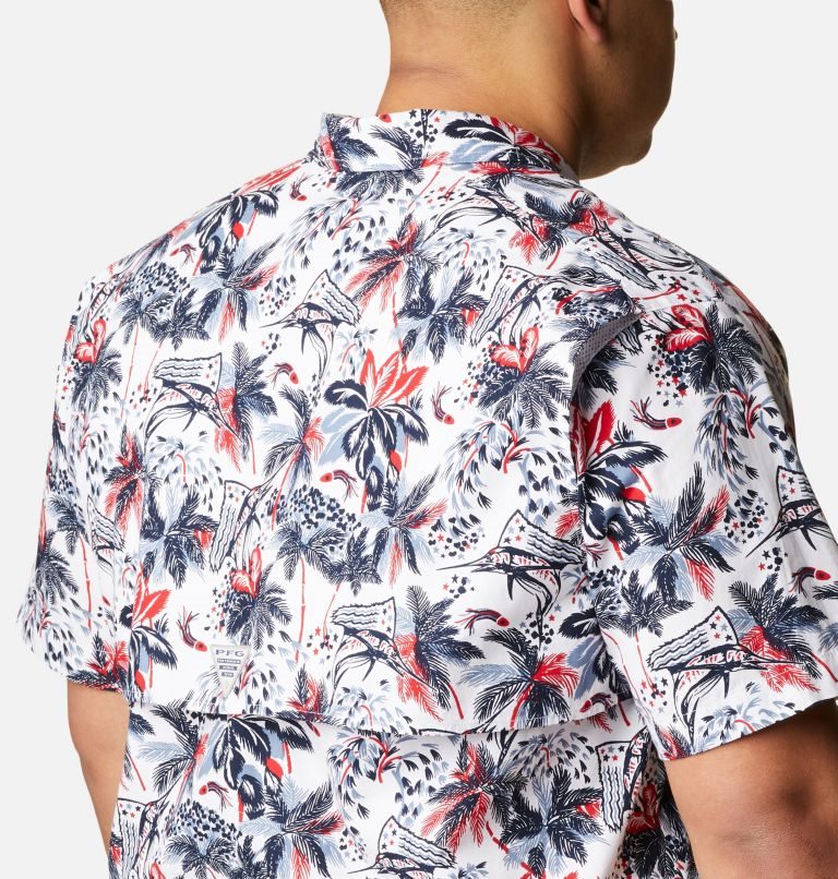 Men's Columbia PFG Trollers Best Short Sleeve Shirts Flower | Plus Size CA-VA61L